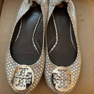 Silver Tory Burch Miller ballet flats